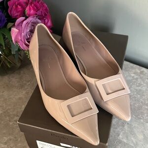 Linea Paolo Women's Nude Patent Flats with Buckle